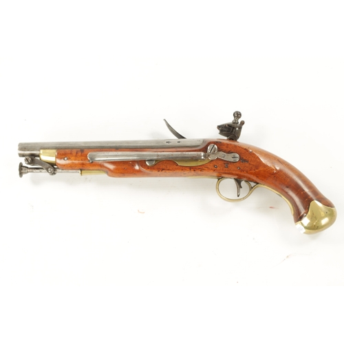 794 - A WILLIAM IV SEA SERVICE FLINTLOCK PISTOL with plain steel barrel and tang, border engraved flat bev... 