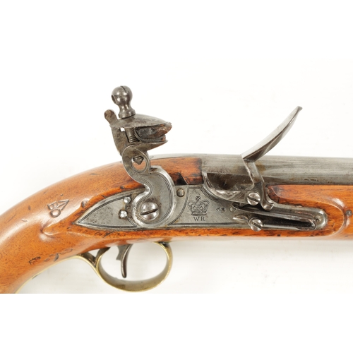 794 - A WILLIAM IV SEA SERVICE FLINTLOCK PISTOL with plain steel barrel and tang, border engraved flat bev... 