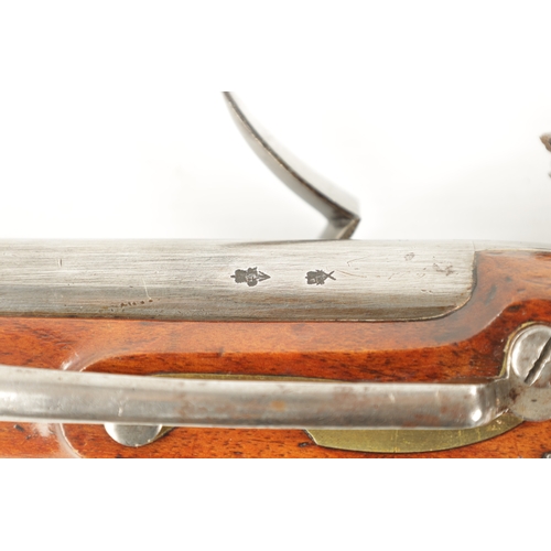 794 - A WILLIAM IV SEA SERVICE FLINTLOCK PISTOL with plain steel barrel and tang, border engraved flat bev... 