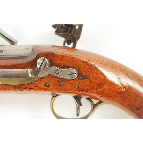 794 - A WILLIAM IV SEA SERVICE FLINTLOCK PISTOL with plain steel barrel and tang, border engraved flat bev... 