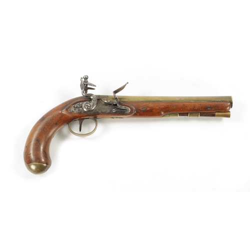 796 - H.W. MORTIMER, LONDON. A RARE GEORGE III ROYAL MAIL COACH FLINTLOCK PISTOL with brass barrel engrave... 