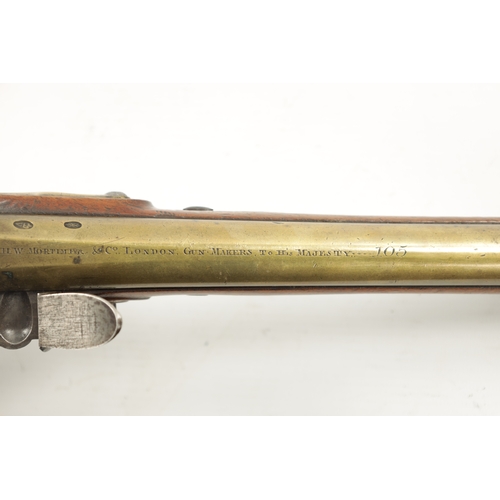 796 - H.W. MORTIMER, LONDON. A RARE GEORGE III ROYAL MAIL COACH FLINTLOCK PISTOL with brass barrel engrave... 