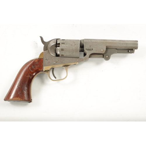 797 - A 19TH CENTURY MANHATTAN FIVE SHOT REVOLVER SERIES 1 with octagonal barrel and foliate engraved cyli... 