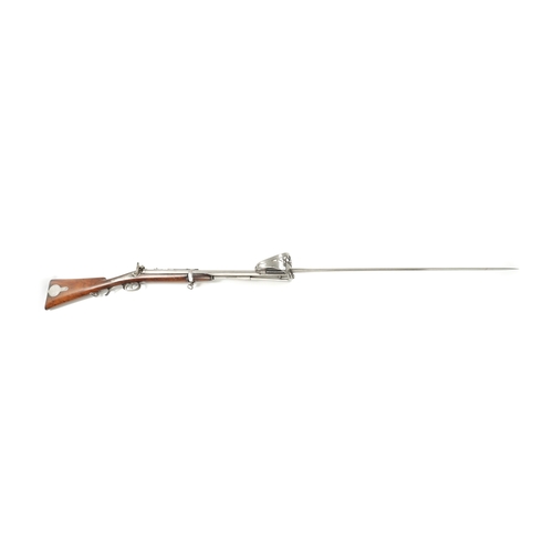 802 - A RARE 19TH CENTURY SWINBURN & SON JACOBS PERCUSSION RIFLE WITH BAYONET the two rifled barrels fitte... 