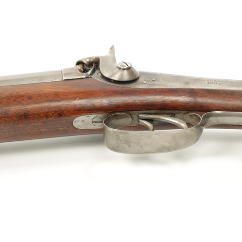 802 - A RARE 19TH CENTURY SWINBURN & SON JACOBS PERCUSSION RIFLE WITH BAYONET the two rifled barrels fitte... 