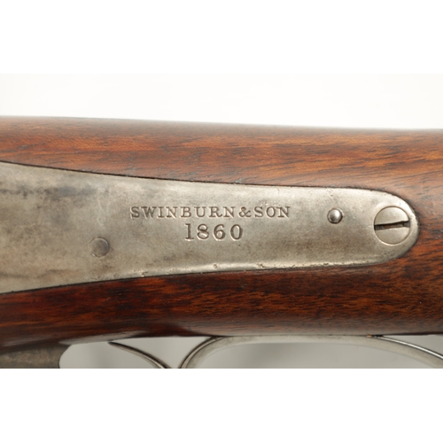 802 - A RARE 19TH CENTURY SWINBURN & SON JACOBS PERCUSSION RIFLE WITH BAYONET the two rifled barrels fitte... 