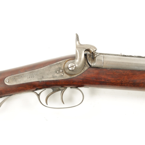 802 - A RARE 19TH CENTURY SWINBURN & SON JACOBS PERCUSSION RIFLE WITH BAYONET the two rifled barrels fitte... 