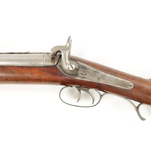 802 - A RARE 19TH CENTURY SWINBURN & SON JACOBS PERCUSSION RIFLE WITH BAYONET the two rifled barrels fitte... 