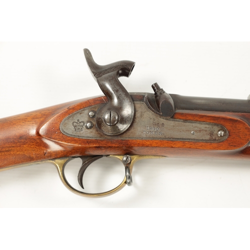 805 - A MID 19TH CENTURY ENFIELD 1860 PATTERN THREE BAND PERCUSSION MUSKET BY TOWER having a 96cm barrel w... 