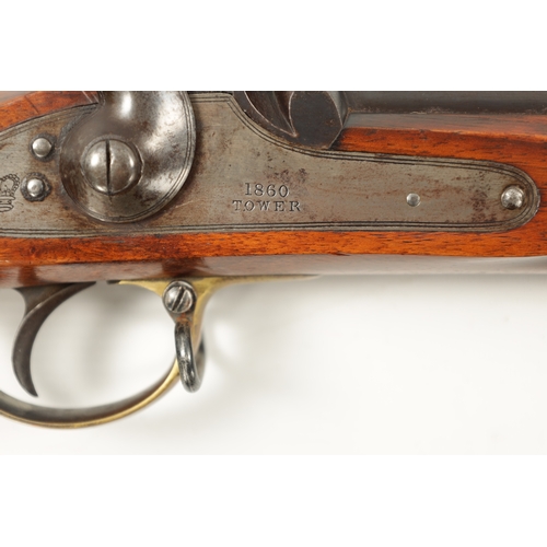 805 - A MID 19TH CENTURY ENFIELD 1860 PATTERN THREE BAND PERCUSSION MUSKET BY TOWER having a 96cm barrel w... 