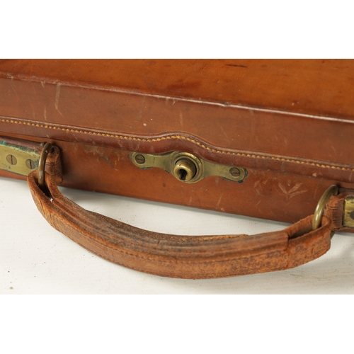 808 - A LATE 19TH CENTURY BRASS BOUND LEATHER SHOTGUN CASE BY BOSS AND C0. with outer canvas case, made fo... 