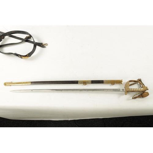 809 - A GOOD QUALITY 19TH CENTURY 1827 WILKINSON PATTERN ROYAL NAVAL OFFICERS DRESS SWORD WITH ORIGINAL BE... 