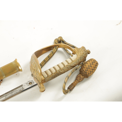 809 - A GOOD QUALITY 19TH CENTURY 1827 WILKINSON PATTERN ROYAL NAVAL OFFICERS DRESS SWORD WITH ORIGINAL BE... 