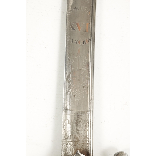 812 - A 1796 QUEENS 16TH LANCERS OFFICER’S SWORD the curved fullered blade chased and engraved with foliag... 