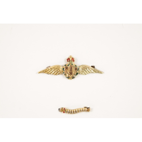 821 - A RARE WW2 GOLD CATERPILLAR CLUB BADGE WITH RUBY EYES AWARDED TO SERGEANT S.J. HARDING together with... 