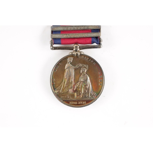 824 - A MILITARY GENERAL SERVICE MEDAL 1793-1814 WITH TWO CLASPS presented to G. WARRIS, R. ARTY. DRIVERS,... 