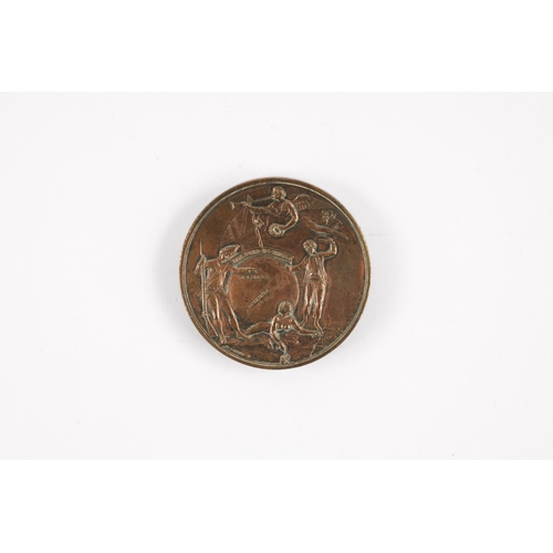 825 - A RARE COPPER MEDAL COMMEMORATING THE CAPTURE OF LOUISBOURG IN 1758 depiction the naval battle at Lo... 