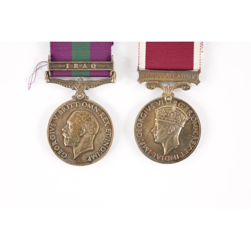 826 - A PAIR OF MEDALS. GVR GERAL SERVICE MEDAL 1918 AND AN ARMY LONG SERVICE AND GOOD CONDUCT MEDAL both ... 