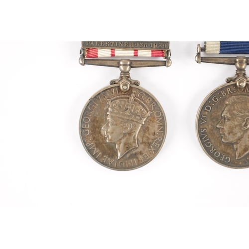 829 - A GEORGE VI NAVAL GENERAL SERVICE MEDAL WITH PALESTINE 1936-1939 CLASP AND ROYAL NAVY LONG SERVICE p... 