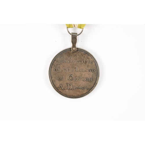 833 - AN EAST INDIAN COMPANY CEYLON SILVER MEDAL 1795-96. For Services ion the Island of Ceylon, the rever... 