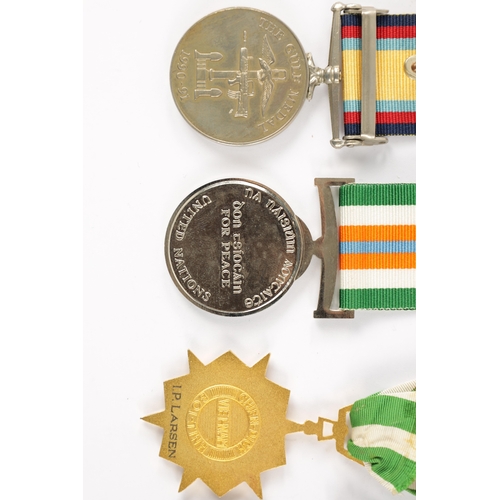 838 - A COLLECTION OF SIX VARIOUS MEDALS including a Gulf War Medal presented to 24643958 PTE D J DRAIN RA... 