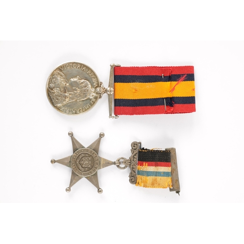 840 - A SILVER KIMBERLEY STAR MEDAL AND A QUEENS SOUTH AFRICAN MEDAL presented to 6595 PTE. J. BRADLEY. YO... 