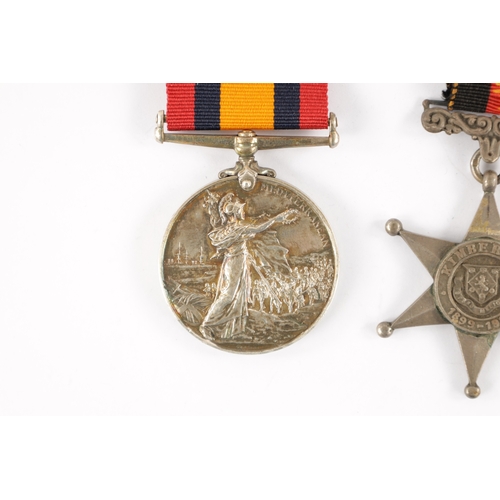 840 - A SILVER KIMBERLEY STAR MEDAL AND A QUEENS SOUTH AFRICAN MEDAL presented to 6595 PTE. J. BRADLEY. YO... 