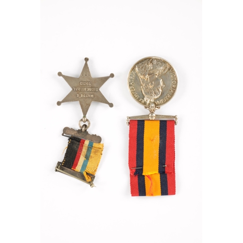 840 - A SILVER KIMBERLEY STAR MEDAL AND A QUEENS SOUTH AFRICAN MEDAL presented to 6595 PTE. J. BRADLEY. YO... 