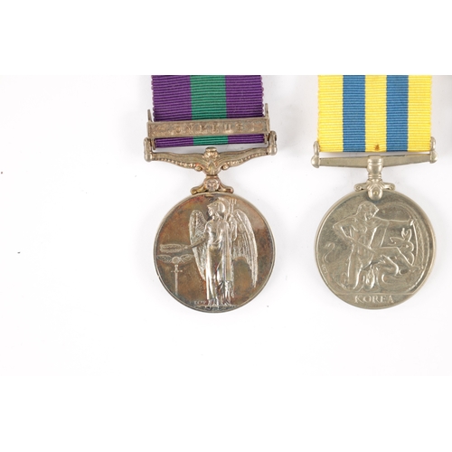 841 - TWO GENERAL SERVICE MEDALS AND A BRITISH KOREA MEDAL a General service medal with Cyprus clasp prese... 