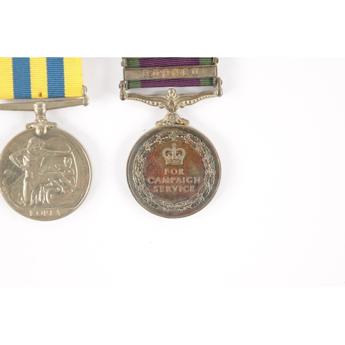 841 - TWO GENERAL SERVICE MEDALS AND A BRITISH KOREA MEDAL a General service medal with Cyprus clasp prese... 