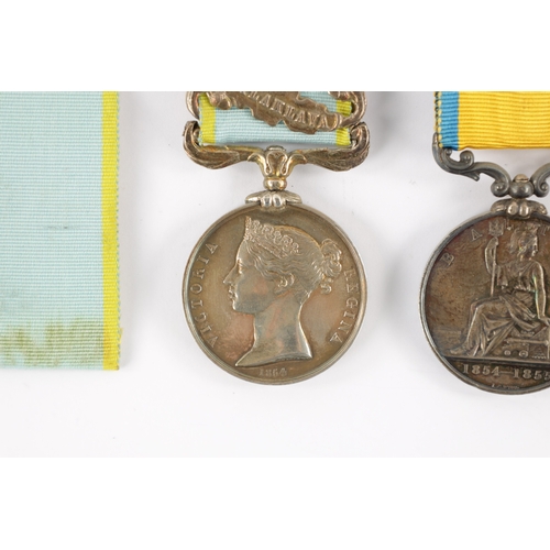 843 - A CRIMEA 1854-56 MEDAL WITH THREE CLASPS presented to J. LYNCH. 57TH REGT. With three clasps for 'SE... 