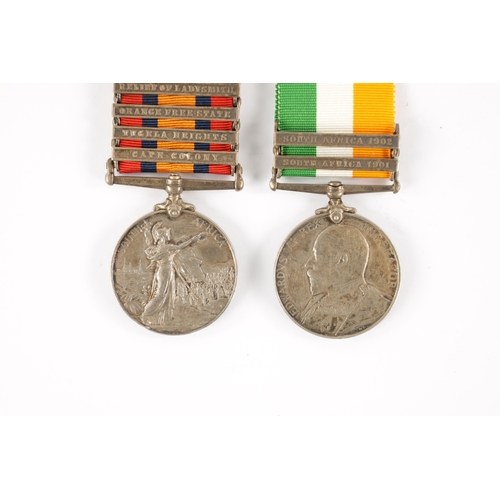 847 - QUEENS SOUTH AFRICA MEDAL 1899-1902 WITH FIVE CLASPS, AND A BOER WAR MEDAL presented to 70450 GNR. F... 