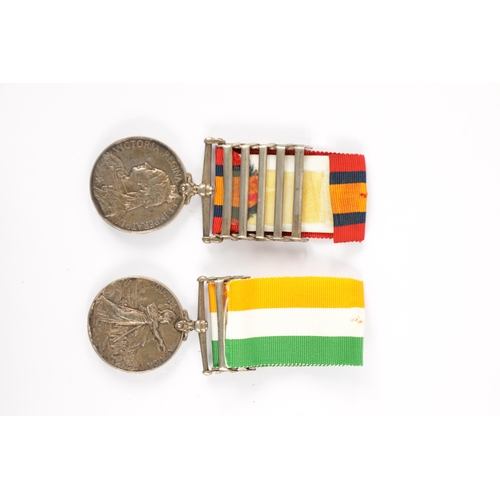 847 - QUEENS SOUTH AFRICA MEDAL 1899-1902 WITH FIVE CLASPS, AND A BOER WAR MEDAL presented to 70450 GNR. F... 