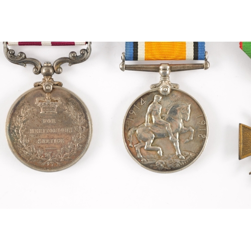 851 - A GROUP OF FOUR WW1 MEDALS comprising of a Long Service Medal awarded to 56199. S.SJT J. SIMPSON. R.... 