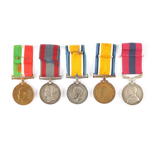 853 - A COLLECTION OF FIVE WAR MEDALS comprising of a British War Medal, and a Mercantile Marine Medal bot... 