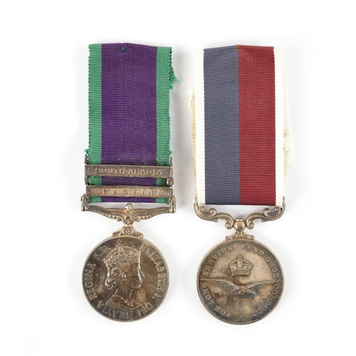 859 - A PAIR OF ROYAL AIR FORCE SERVICE MEDALS both presented to F. THORNE. R.A.F. 4032734. One as a Corpo... 