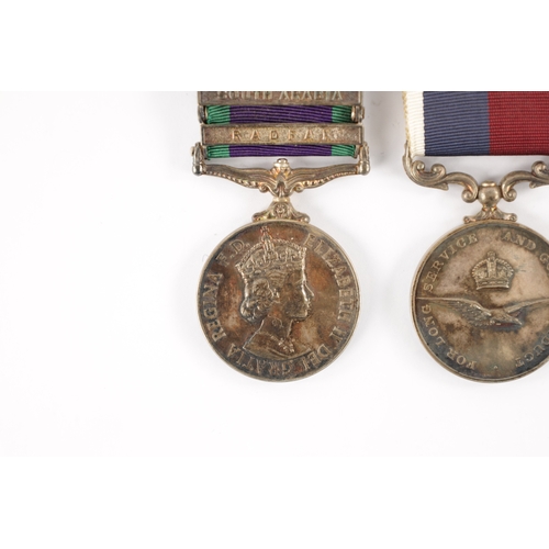 859 - A PAIR OF ROYAL AIR FORCE SERVICE MEDALS both presented to F. THORNE. R.A.F. 4032734. One as a Corpo... 