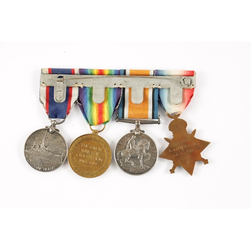 869 - A GROUP OF FOUR WW1 MEDALS awarded to S.S. 4487 E.J. BRUCKSHAW. A.B.R.N. Comprising of The 1914-15 S... 