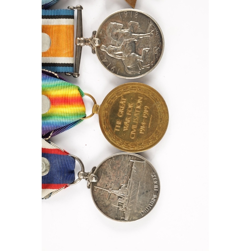 869 - A GROUP OF FOUR WW1 MEDALS awarded to S.S. 4487 E.J. BRUCKSHAW. A.B.R.N. Comprising of The 1914-15 S... 