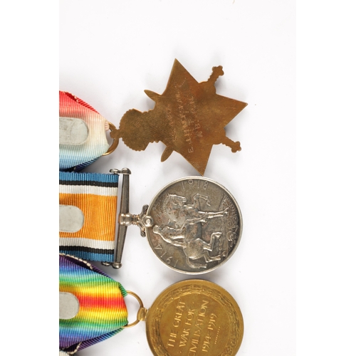 869 - A GROUP OF FOUR WW1 MEDALS awarded to S.S. 4487 E.J. BRUCKSHAW. A.B.R.N. Comprising of The 1914-15 S... 