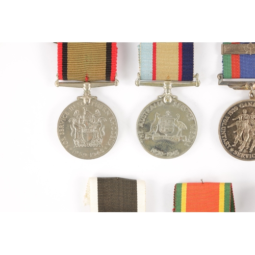 871 - A COLLECTION OF SEVEN WW2 SERVICE MEDALS for New Zealand, unnamed, South Africa, unnamed, India, unn... 