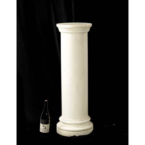 917 - A 19TH CENTURY WHITE MARBLE COLUMN of cylindrical form with moulded top and base (92cm high)