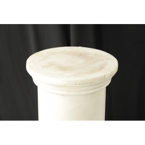 917 - A 19TH CENTURY WHITE MARBLE COLUMN of cylindrical form with moulded top and base (92cm high)