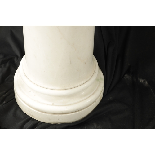 917 - A 19TH CENTURY WHITE MARBLE COLUMN of cylindrical form with moulded top and base (92cm high)