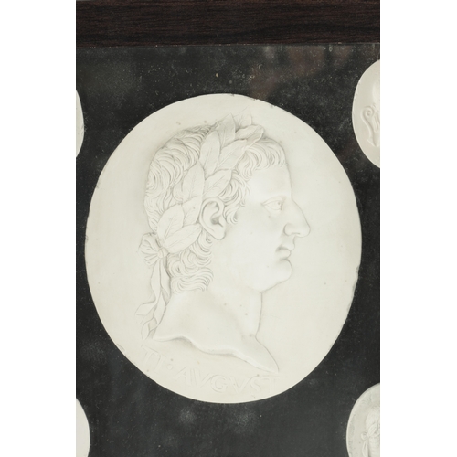 922 - A COLLECTION OF 19TH CENTURY PLASTER BUST PLAQUES depicting Roman emperors - in later glazed frame. ... 