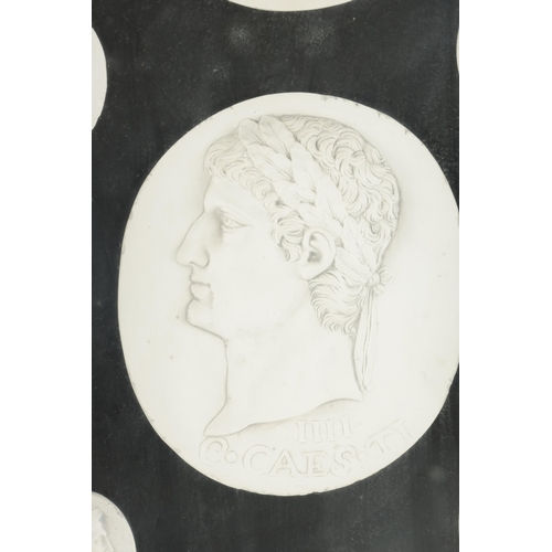 922 - A COLLECTION OF 19TH CENTURY PLASTER BUST PLAQUES depicting Roman emperors - in later glazed frame. ... 