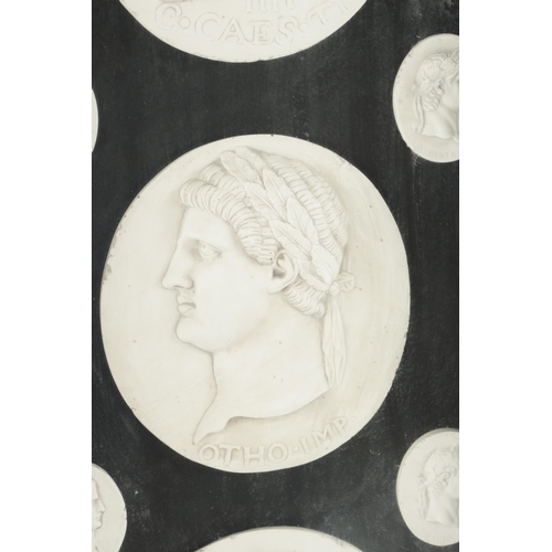 922 - A COLLECTION OF 19TH CENTURY PLASTER BUST PLAQUES depicting Roman emperors - in later glazed frame. ... 