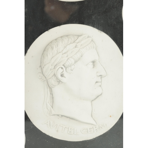 922 - A COLLECTION OF 19TH CENTURY PLASTER BUST PLAQUES depicting Roman emperors - in later glazed frame. ... 