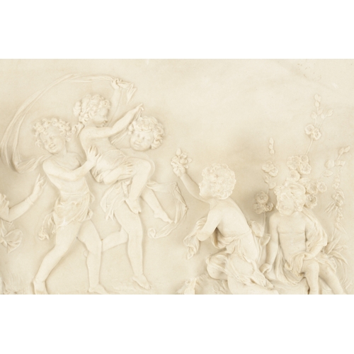 929 - A LATE 19TH CENTURY CAST COMPOSITE WHITE MARBLE CLASSICAL PLAQUE BY J. P. MYERS DATED 1882, fitted b... 