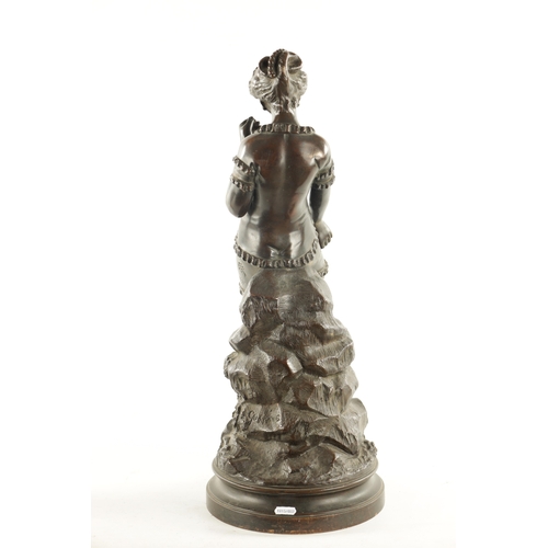 933 - GUSTAVE REY. A 19TH CENTURY FRENCH BRONZE FIGURE OF A YOUNG LADY in bathing clothes seated on a rock... 